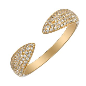 14k gold diamond open bubble claw ring