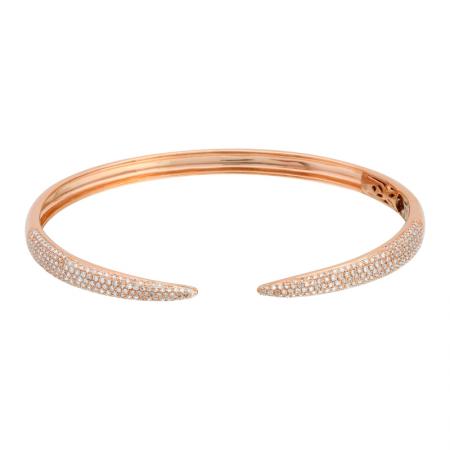 14k gold diamond claw bangle