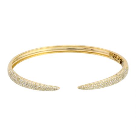 14k gold diamond claw bangle