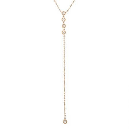 14k gold bezel set diamond lariat
