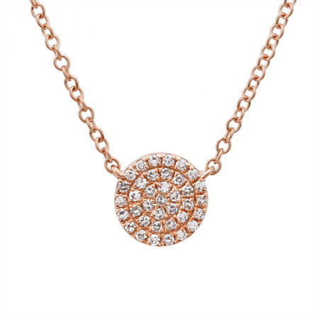 14k gold diamond circle disk necklace
