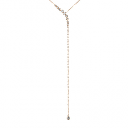 14k gold diamond bubble open pear necklace