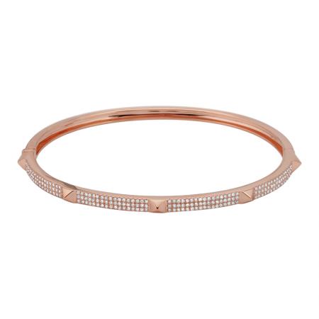 14k gold diamond triple row pyramid bangle