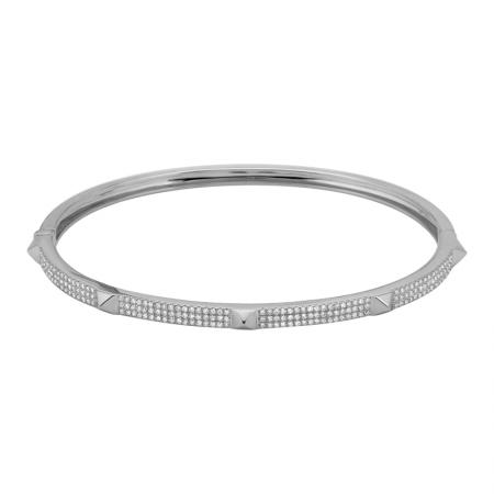 14k gold diamond triple row pyramid bangle