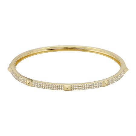 14k gold diamond triple row pyramid bangle