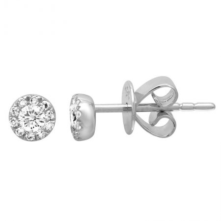 14k gold diamond halo post earrings