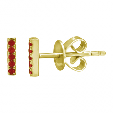 14k yellow gold ruby stick earrings