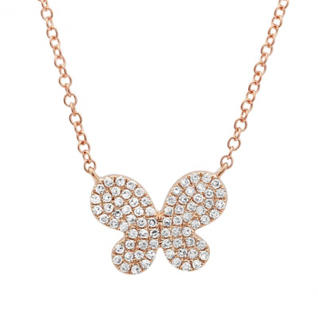 14k gold diamond butterfly necklace