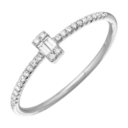 14k white gold vertical baguette and diamond band size 5