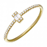 14k gold vertical baguette and diamond band
