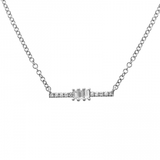 14k gold diamond bar with 3 baguettes necklace