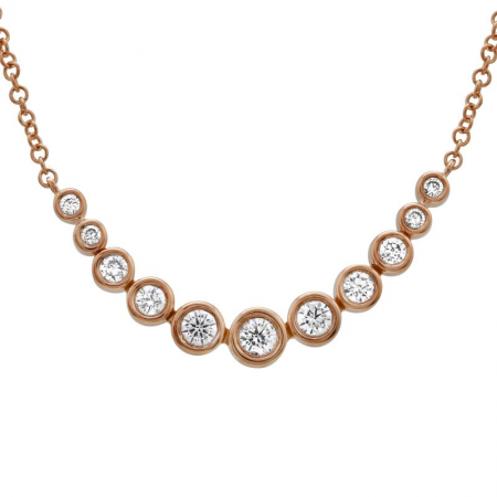 14k gold diamond bezel curved necklace