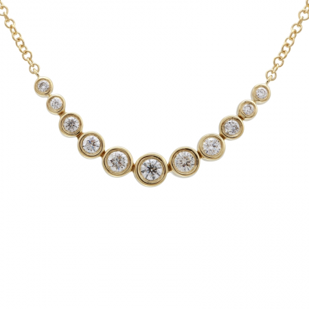 14k gold diamond bezel curved necklace
