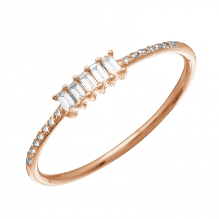 14k rose gold diamond baguette ring
