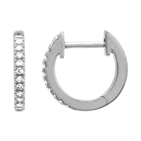 14k white gold diamond huggies - 10MM