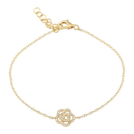 14k yellow gold diamond rosette bracelet