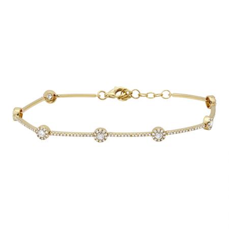 14k gold diamond scattered circle bracelet