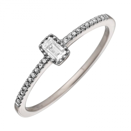 14k white gold diamond baguette ring size 6.5