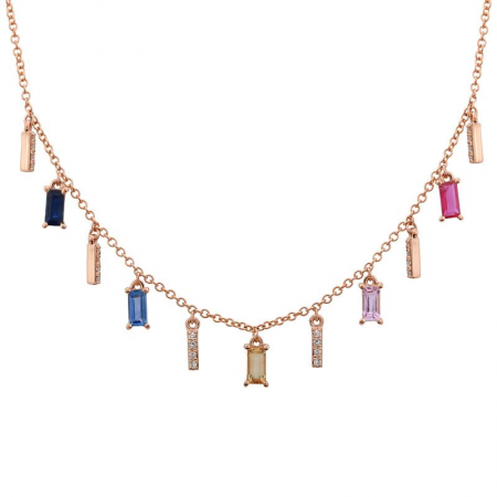 14k gold dangling gemstone necklace