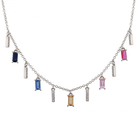 14k gold dangling gemstone necklace