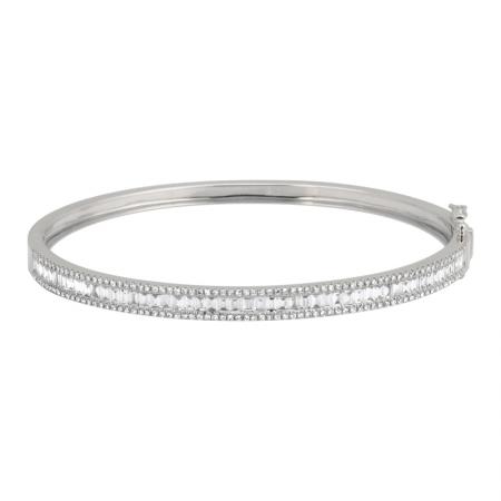 14k gold baguette and diamond bangle