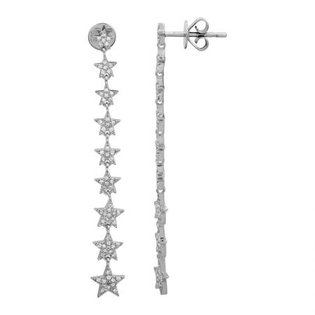 14k white gold diamond star drops