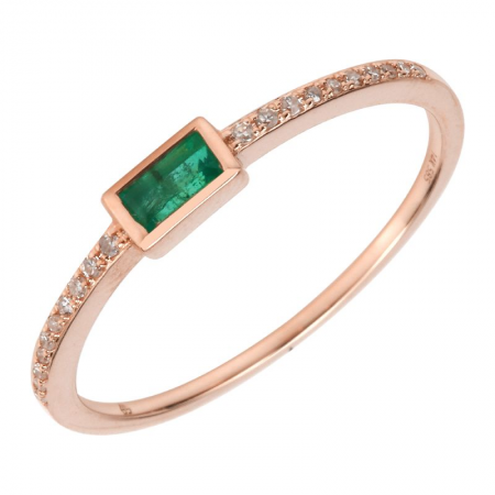 14k rose gold diamond horizontal emerald band