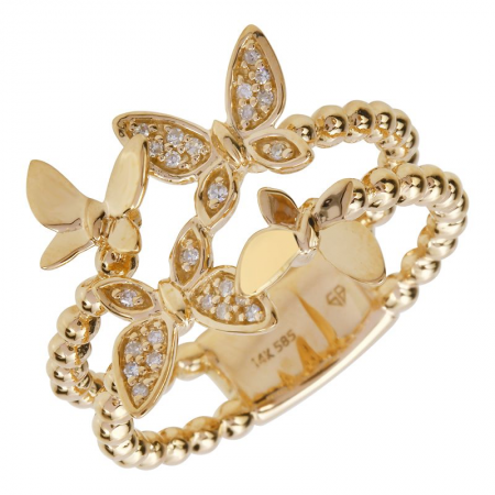 14k gold diamond butterfly ring