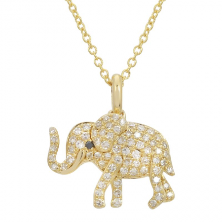 14k gold diamond elephant necklace
