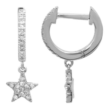 14k gold diamond star huggies - 9MM