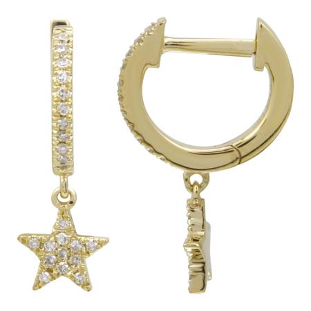 14k gold diamond star huggies - 9MM