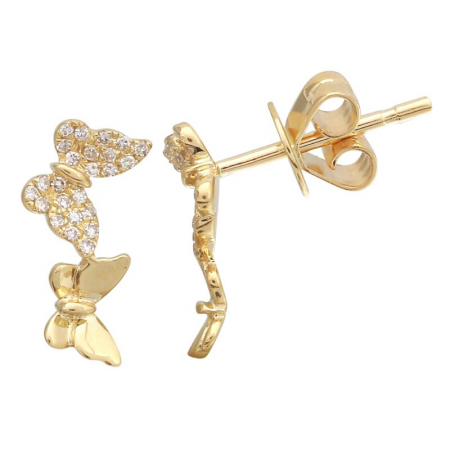 14k yellow gold diamond butterfly crawlers