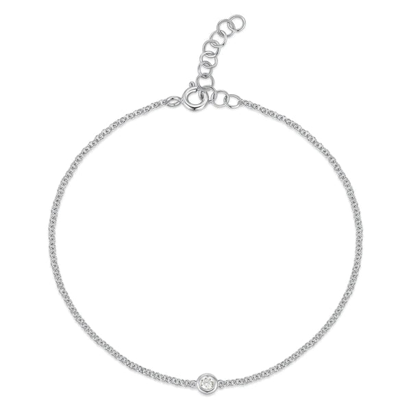 14k white gold single diamond bezel bracelet