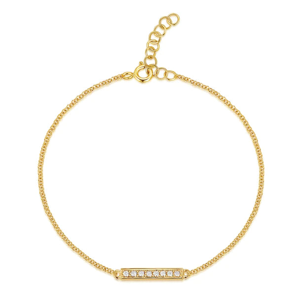14k gold diamond small bar bracelet