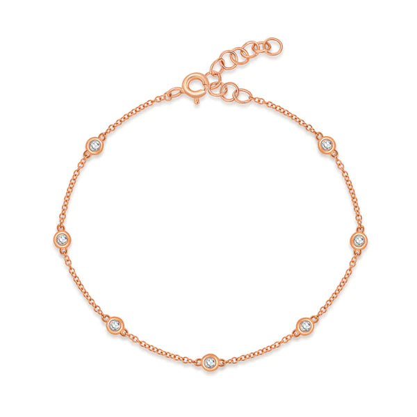 14k rose gold 7 diamond by the yard bracelet