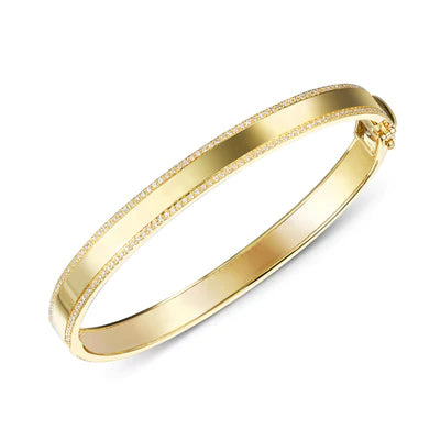 14k gold diamond edge bangle