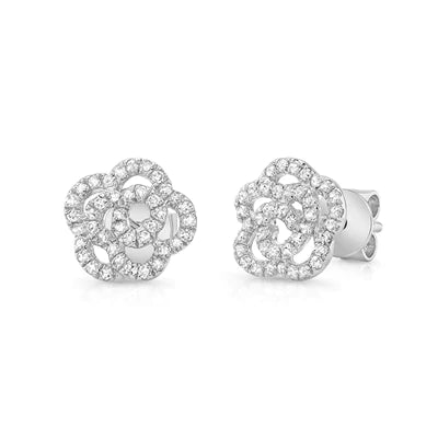 14k gold diamond rosette posts