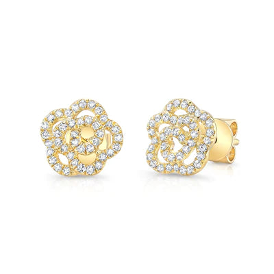 14k gold diamond rosette posts