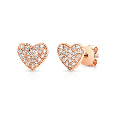 14k gold diamond heart posts
