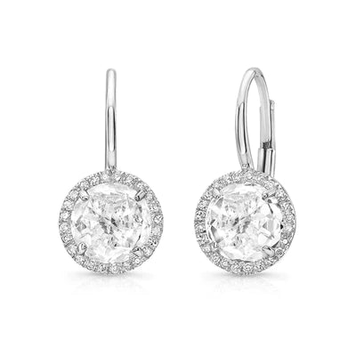 14k gold diamond and topaz round drop earring