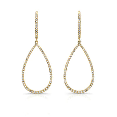 14k gold 34mm round diamond hoop earrings