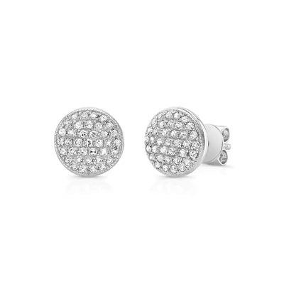 14k white gold large diamond domed disk posts