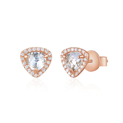 14k rose gold white topaz diamond earrings