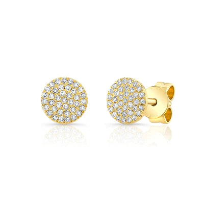 14k yellow gold diamond medium flat disks