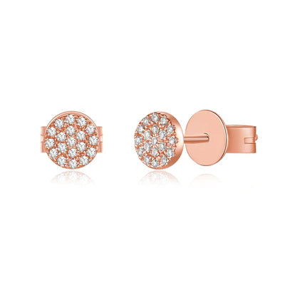 14k rose gold small diamond disk earrings