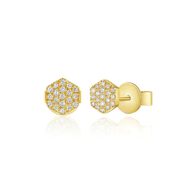 14k yellow gold diamond small hexagon posts