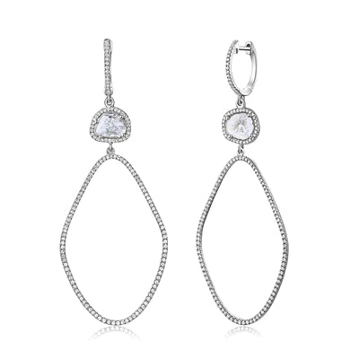 14k gold free form diamond with diamond slice drops