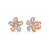 14k gold diamond baguette daisy earrings