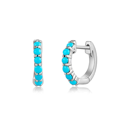 14k gold turquoise huggies