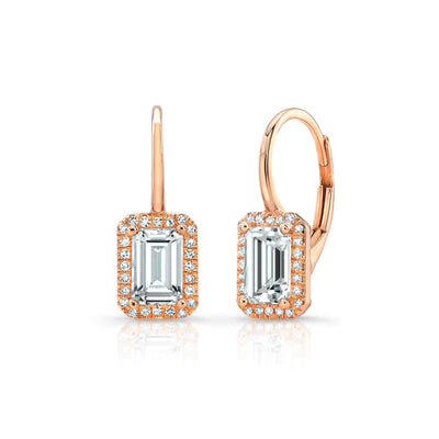 14k white topaz and diamond lever back earring